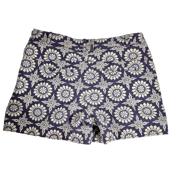 Women's | Anthropologie's Elevenses | Navy Blue Mid-rise Medallion Shorts  - 6 - Picture 3 of 7